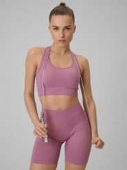 4F Biustonosz treningowy bezszwowy z niskim wsparciem damski - czerwony M/L. Czerwone biustonosze sportowe damskie 4F, bez wzorów, z materiału. Za 89.99 zł.