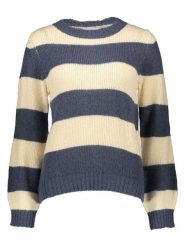 Vila Sweter "Lana" w kolorze beżowo-granatowym rozmiar: XS. Brązowe swetry klasyczne damskie Vila, xs, ze splotem, bez kołnierzyka. Za 104.99 zł.