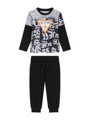 Guess Komplet bluzka i spodnie N6YG02 K4077 Czarny Regular Fit. Czarne t-shirty i koszulki chłopięce Guess, z aplikacjami, z bawełny, bez kołnierzyka, bez ramiączek. Za 214.99 zł.