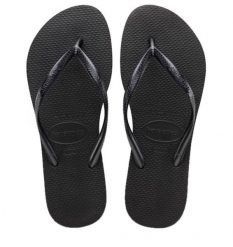 Japonki basenowe damskie Havaianas Ad slim 3. Czarne klapki damskie Havaianas, bez wzorów, z materiału, bez obcasa, bez zapięcia. Za 144.80 zł.