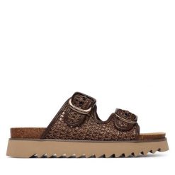 Klapki Tamaris. Brązowe klapki damskie Tamaris, bez wzorów, bez obcasa, bez zapięcia. Za 329.99 zł.