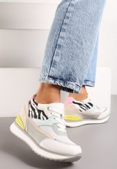 Białe Sneakersy na Ukrytym Niewysokim Koturnie z Brokatem Fioralan. Białe obuwie sportowe casual damskie Renee, bez zapięcia. Za 119.99 zł.