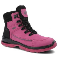Różowe Trekkingi Damskie 4F Skórzane Buty W Góry. Czerwone obuwie trekkingowe damskie 4F, z nubiku, bez zapięcia. Za 369.00 zł.