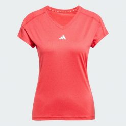Koszulka AEROREADY Train Essentials Minimal Branding V-Neck. Białe bluzki damskie Adidas, l, bez wzorów, z materiału, sportowe, bez kołnierzyka, bez ramiączek. Za 119.00 zł.