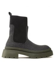 Jenny Fairy Sztyblety H13096-20 Szary. Szare botki damskie Jenny Fairy, z materiału, bez obcasa, na płaskiej podeszwie, bez zapięcia. Za 199.99 zł.