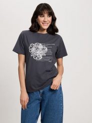 Cross Jeans Koszulka w kolorze antracytowym rozmiar: XL. Czarne koszulki damskie Cross Jeans, xl, bez wzorów, z jeansu, bez kołnierzyka, bez ramiączek. Za 56.79 zł.