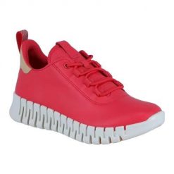 Buty do chodzenia damskie Ecco Sneaker Gruuv Lea. Czerwone obuwie sportowe damskie ECCO, z materiału, bez zapięcia, trekkingowe. Za 759.00 zł.