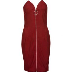 Sukienka z zamkiem z przodu bonprix czerwono-czarny. Czerwone sukienki damskie bonprix, z żakardem, eleganckie. Za 79.99 zł.