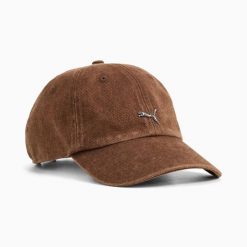 Czapka z daszkiem unisex Puma WARDROBE ESS METAL brązowa 02596808. Brązowe czapki z daszkiem damskie Puma, bez wzorów, z bawełny. Za 94.00 zł.