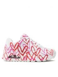 Skechers Sneakersy Uno Spread The Love 155507/WRPK Biały. Białe obuwie sportowe damskie Skechers, ze skóry, bez zapięcia. Za 229.99 zł.