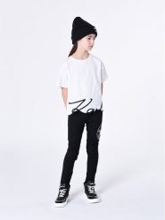 Karl Lagerfeld Kids Spodnie dresowe Z14216 S Czarny Regular Fit. Czarne spodnie dresowe dziewczęce Karl Lagerfeld Kids, bez wzorów, z dresówki. Za 529.99 zł.
