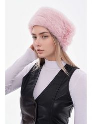 Lucky Bees Czapka w kolorze jasnoróżowym rozmiar: onesize. Różowe czapki damskie Lucky Bees, bez wzorów, z futra. Za 104.39 zł.