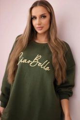 Bluza ocieplana z napisem Ciao Bella khaki. Brązowe bluzy damskie KESI, l, bez wzorów, z bawełny, bez kaptura. Za 258.24 zł.