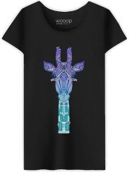 WOOOP Koszulka "Giraffe Mint" w kolorze czarnym rozmiar: M. Czarne bluzki damskie Wooop, m, bez wzorów, z bawełny, bez kołnierzyka, bez ramiączek. Za 79.03 zł.