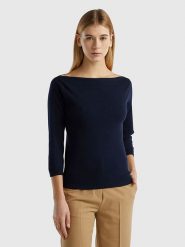 Benetton Sweter w kolorze czarnym rozmiar: XL. Czarne swetry klasyczne damskie Benetton, xl, z bawełny, bez kołnierzyka. Za 100.99 zł.