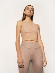 4F Top z łączonych materiałów 4F x Anna Lewandowska XL. Brązowe koszulki sportowe damskie 4F, uniwersalny, bez wzorów, z materiału, bez ramiączek. Za 129.99 zł.