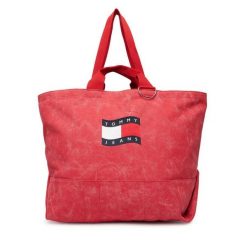 Torebka Tommy Jeans. Pomarańczowe shopper bag Tommy Jeans, z jeansu, bez dodatków. Za 409.99 zł.