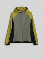 4F Kurtka softshell wiatroodporna damska - oliwkowa S. Brązowe kurtki sportowe damskie 4F, s, bez wzorów, z softshellu, bez kaptura. Za 249.99 zł.