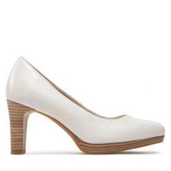 Czółenka Tamaris. Białe czółenka damskie Tamaris, bez wzorów, bez obcasa. Za 279.99 zł.