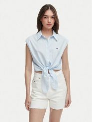 Tommy Jeans Koszula DW0DW22212 Niebieski jasny Regular Fit. Niebieskie koszule damskie Tommy Jeans, xl, bez wzorów, z bawełny, bez kołnierzyka, bez ramiączek. Za 289.99 zł.
