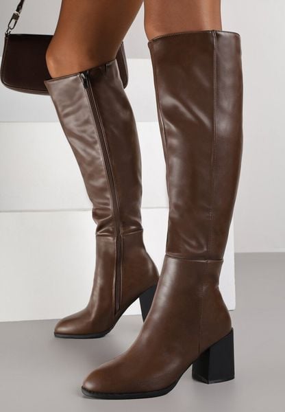 Brązowe Kozaki Vices na Obcasie Ozdobione Przeszyciami Cidvira. Brązowe kozaki damskie Born2be, z jeansu, bez obcasa, na obcasie, bez zapięcia. Za 99.99 zł.