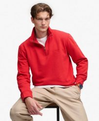 Superdry Bluza Essential Serif Logo Half Zip z recyklingowanego poliestru –. Czerwone bluzy damskie Superdry, xl, bez wzorów, z bawełny, bez kaptura. Za 357.00 zł.