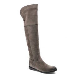 Szare Kozaki Carinii Skórzane Buty Damskie. Szare kozaki damskie Carinii, z nubiku, bez obcasa, na obcasie, bez zapięcia. Za 379.00 zł.