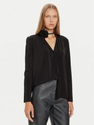 Marella Bluzka Rigolo 2423946102 Czarny Regular Fit. Czarne bluzki damskie Marella, m, bez wzorów, z wiskozy, bez kołnierzyka, bez ramiączek. W wyprzedaży za 379.99 zł.