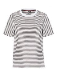 Pieces Koszulka "Pcria" w kolorze biało-bordowym rozmiar: M. Białe bluzki damskie Pieces, m, bez wzorów, z bawełny, bez kołnierzyka, bez ramiączek. Za 53.17 zł.