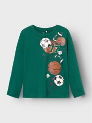 NAME IT Bluzka 13220044 Zielony Regular Fit. Zielone t-shirty i koszulki chłopięce Name it, bez wzorów, z bawełny, bez kołnierzyka, bez ramiączek. Za 69.99 zł.