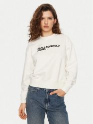 Karl Lagerfeld Jeans Bluza A1W20005 Biały Regular Fit. Białe bluzy damskie Karl Lagerfeld Jeans, l, bez wzorów, z bawełny, bez kaptura. Za 429.99 zł.
