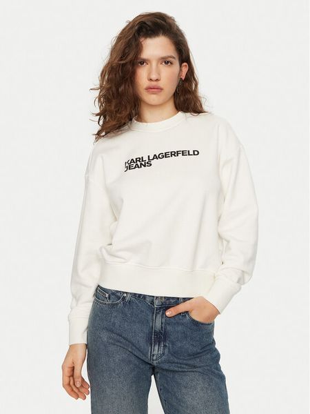 Karl Lagerfeld Jeans Bluza A1W20005 Biały Regular Fit. Białe bluzy damskie Karl Lagerfeld Jeans, xs, bez wzorów, z bawełny, bez kaptura. Za 320.99 zł.