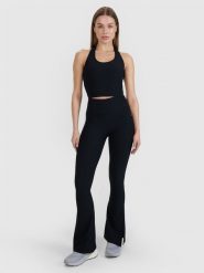 4F Legginsy z rozszerzanymi nogawkami damskie 4F x Anna Lewandowska - czarne S. Czarne legginsy damskie 4F, l, bez wzorów, z dzianiny. Za 99.99 zł.