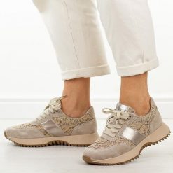 Khaki skórzane sneakersy damskie Vinceza 99200. Brązowe obuwie sportowe damskie VINCEZA, na lato, z dresówki, bez zapięcia. Za 249.00 zł.