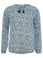 Zwillingsherz Bluzka "Mabel" w kolorze niebieskim rozmiar: L/XL. Niebieskie bluzki damskie Zwillingsherz, l, bez wzorów, z wiskozy, bez kołnierzyka, bez ramiączek. Za 87.81 zł.