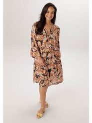 Aniston Sukienka w kolorze czarno-brązowym rozmiar: 50. Brązowe sukienki damskie Aniston, bez wzorów, z wiskozy, bez ramiączek. Za 173.99 zł.