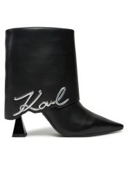 KARL LAGERFELD Botki KL32044A Czarny. Czarne botki damskie KARL LAGERFELD, ze skóry, bez obcasa, na słupku, bez zapięcia. Za 999.99 zł.