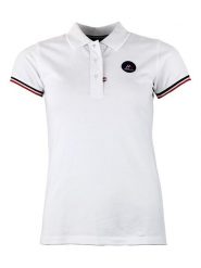 Peak Mountain Koszulka polo w kolorze białym rozmiar: M. Białe bluzki damskie Peak Mountain, m, bez wzorów, bez kołnierzyka, bez ramiączek. Za 100.99 zł.