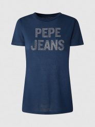Pepe Jeans Koszulka w kolorze granatowym rozmiar: XS. Niebieskie bluzki damskie Pepe Jeans, xs, bez wzorów, z jeansu, bez kołnierzyka, bez ramiączek. Za 87.81 zł.