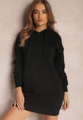 Czarna Bluza Długa z Kapturem Firro. Czarne bluzy damskie Renee, m, bez wzorów, z bawełny, z kapturem. Za 89.99 zł.