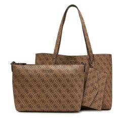 Torebka Guess. Brązowe shopper bag Guess, z aplikacjami, bez dodatków. Za 539.99 zł.