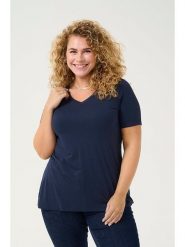 KAFFE curve Koszulka w kolorze granatowym rozmiar: XL. Niebieskie bluzki damskie KAFFE curve, xl, bez wzorów, bez kołnierzyka, bez ramiączek. Za 74.81 zł.