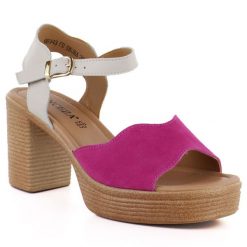 Skórzane sandały na obcasie różowo-beżowe Vinceza 26-66943. Brązowe sandały damskie VINCEZA, bez wzorów, z materiału, bez obcasa, na obcasie, bez zapięcia. Za 199.99 zł.