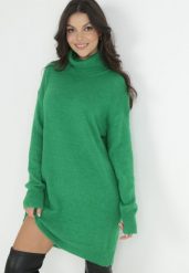 Zielona Sukienka Wełniana Oversize z Golfem Heire. Zielone sukienki damskie Born2be, bez wzorów, z wełny, eleganckie, bez ramiączek. W wyprzedaży za 152.99 zł.