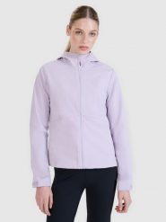4F Kurtka softshell wiatroodporna membrana 5000 damska - fioletowa L. Fioletowe kurtki damskie 4F, na zimę, l, bez wzorów, z dzianiny, z kapturem. W wyprzedaży za 199.99 zł.