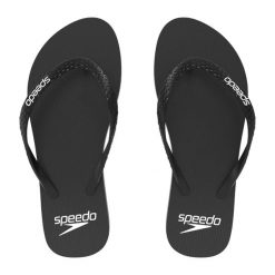 Klapki japonki damskie Speedo Flip Flop. Czarne klapki damskie Speedo, bez wzorów, z materiału, bez obcasa, bez zapięcia. Za 69.99 zł.