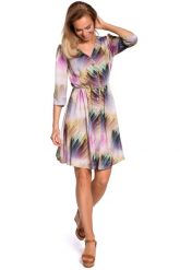 Wzorzysta Rozkloszowana Sukienka z Guzikami - Model 1. Sukienki damskie MOE, bez wzorów, z elastanu, wizytowe, bez ramiączek. Za 309.90 zł.