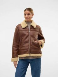 Vero Moda Kurtka przejściowa w kolorze brązowym rozmiar: L. Brązowe kurtki damskie Vero Moda, l, bez wzorów, z futra, bez kaptura. Za 162.87 zł.
