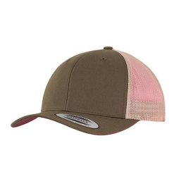 Dwukolorowa Czapka Trucker Retro. Zielone czapki damskie FLEXFIT, bez wzorów. Za 57.99 zł.
