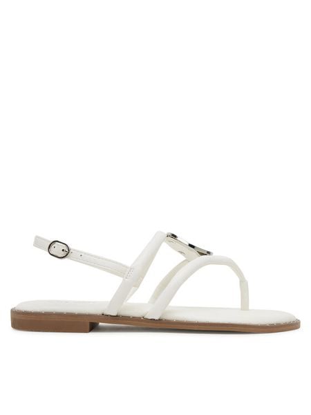 Nine West Sandały 123AL1754 Biały. Białe sandały damskie Nine West, bez wzorów, z materiału, bez obcasa, na płaskiej podeszwie, bez zapięcia. Za 125.99 zł.